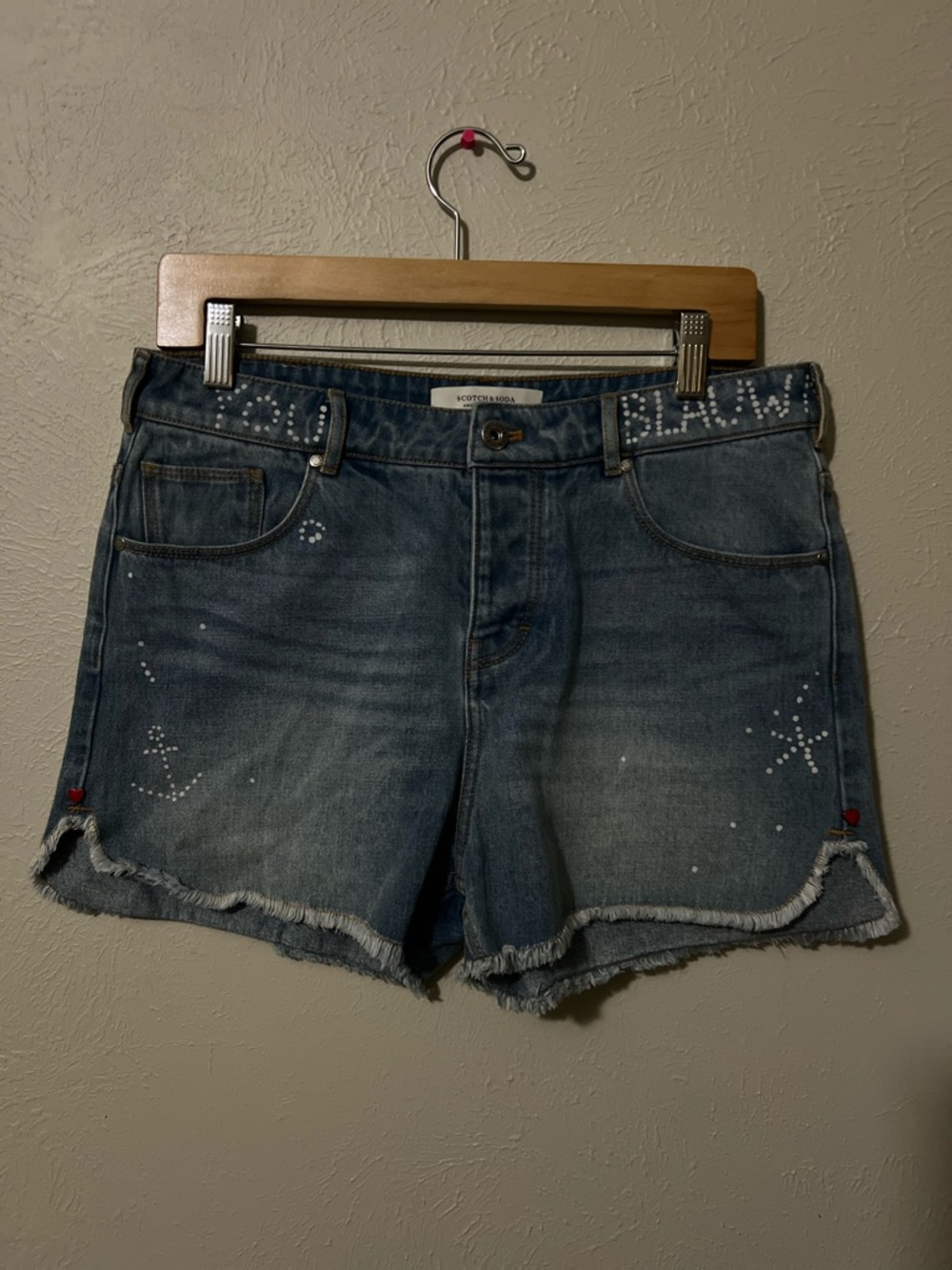 EUC SCOTCH & SODA Women’s Blue Ocean Shades High-Rise Cutoff Shorts Size 29